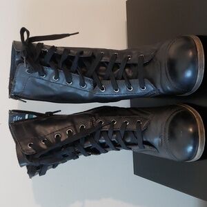 Rock and Candy Kiss Bliss women lace up combat motto boots